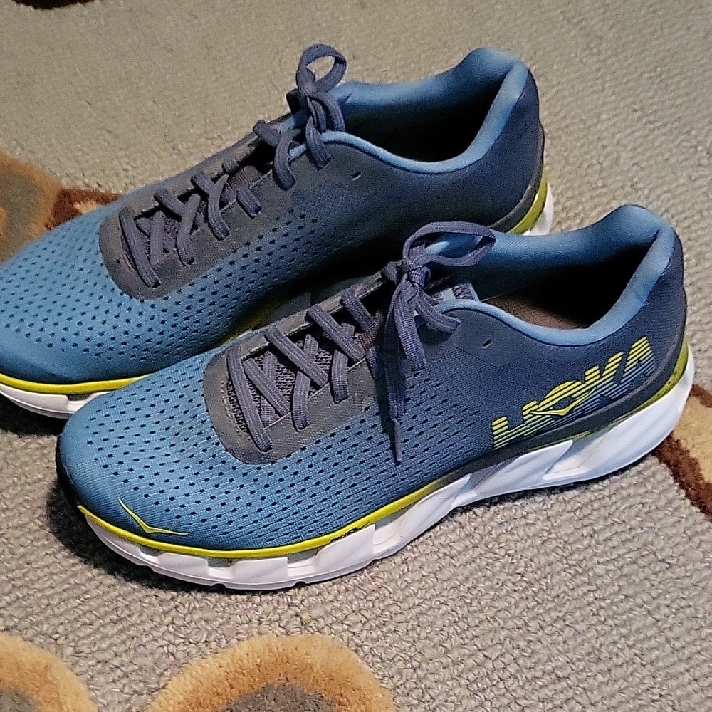 Womans Hoka Blue and Yellow Athletic Shoes